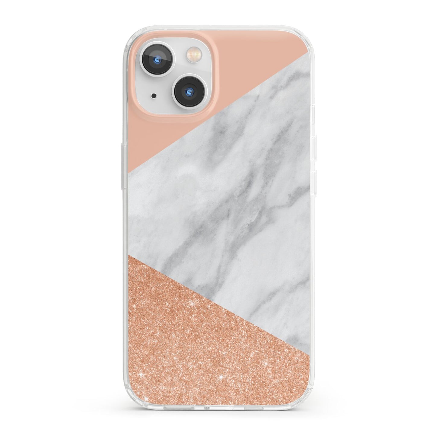 Marble Rose Gold Pink iPhone 13 Clear Bumper Case