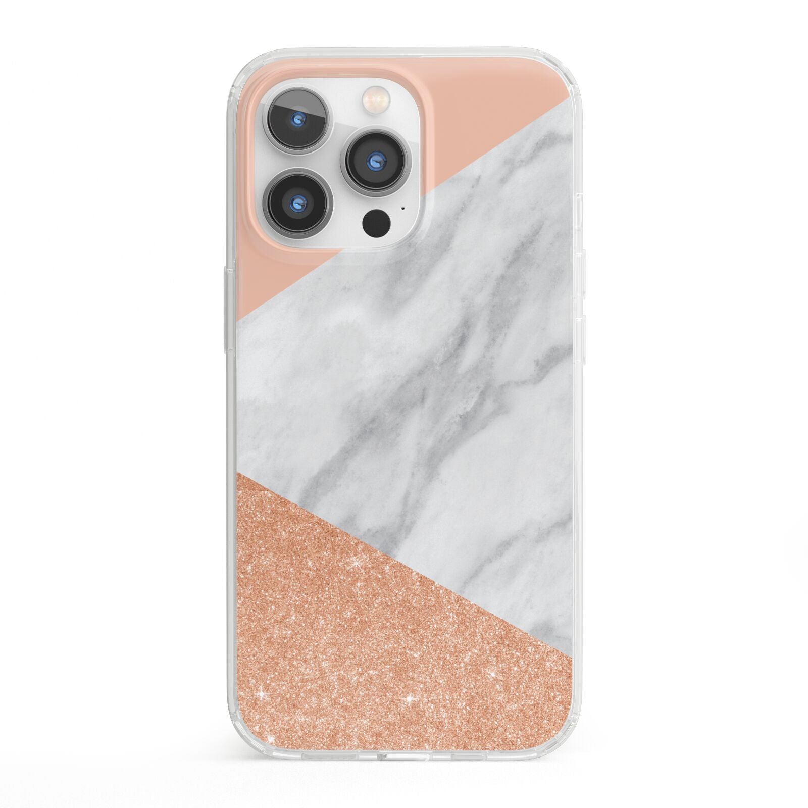 Marble Rose Gold Pink iPhone 13 Pro Clear Bumper Case