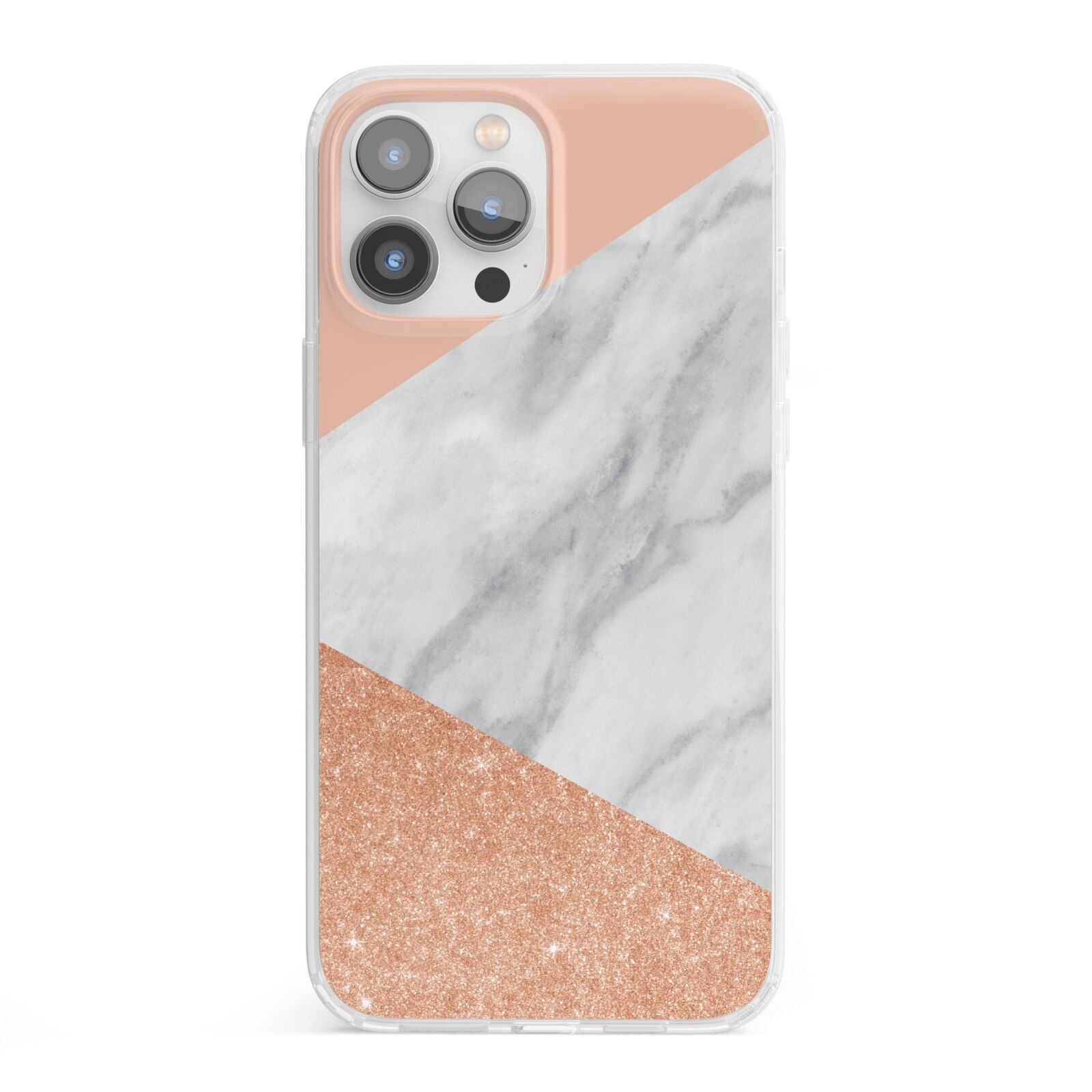 Marble Rose Gold Pink iPhone 13 Pro Max Clear Bumper Case