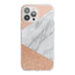 Marble Rose Gold Pink iPhone 13 Pro Max TPU Impact Case with White Edges