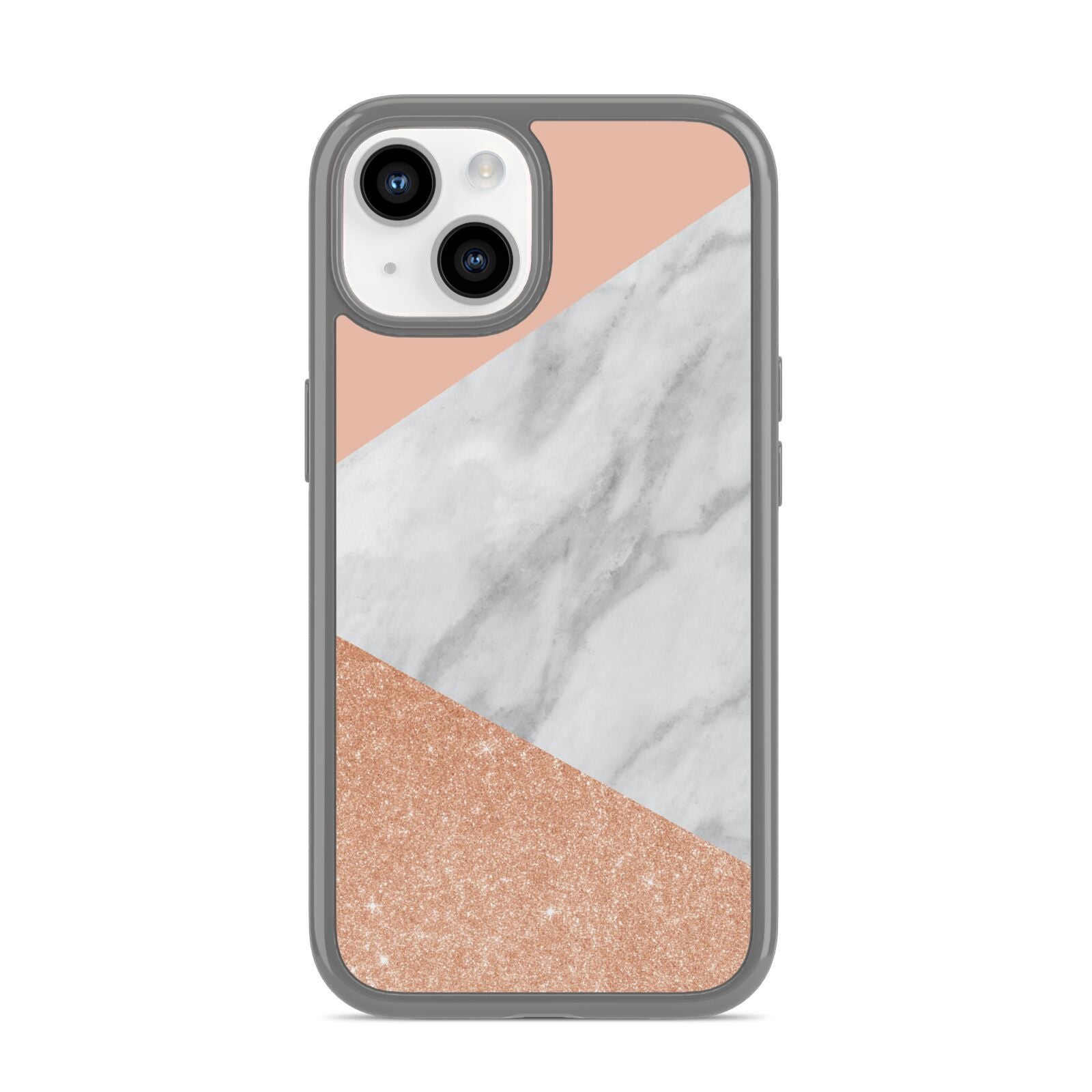 Marble Rose Gold Pink iPhone 14 Clear Tough Case Starlight