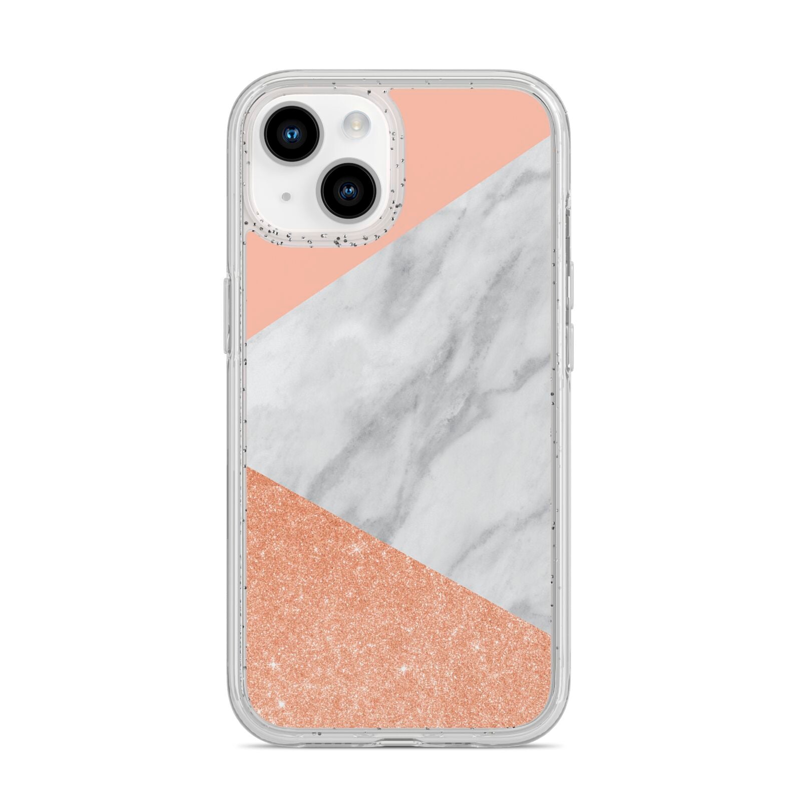 Marble Rose Gold Pink iPhone 14 Glitter Tough Case Starlight