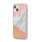 Marble Rose Gold Pink iPhone 14 Plus Glitter Tough Case Starlight Angled Image