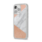 Marble Rose Gold Pink iPhone 14 Pro Max Clear Tough Case Silver Angled Image