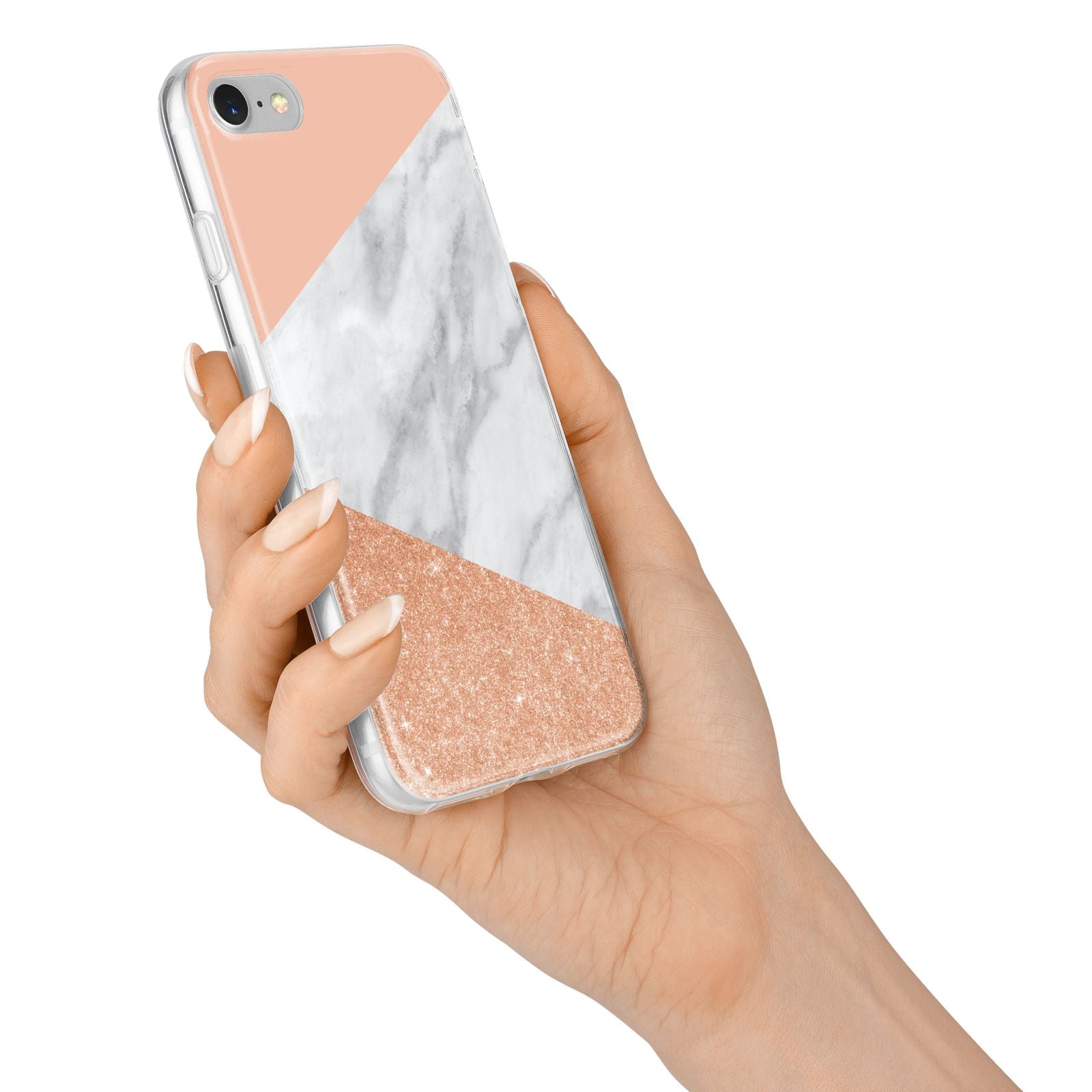 Marble Rose Gold Pink iPhone 7 Bumper Case on Silver iPhone Alternative Image