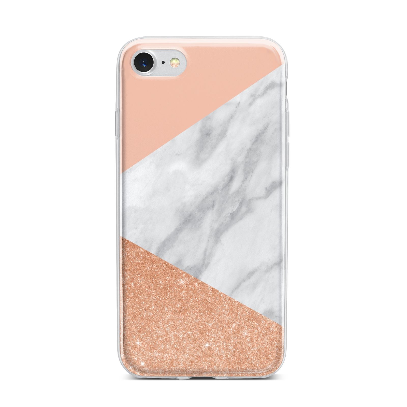 Marble Rose Gold Pink iPhone 7 Bumper Case on Silver iPhone