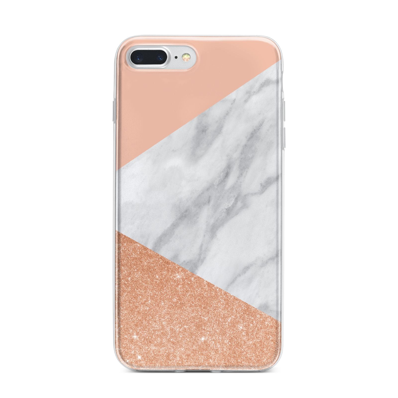 Marble Rose Gold Pink iPhone 7 Plus Bumper Case on Silver iPhone