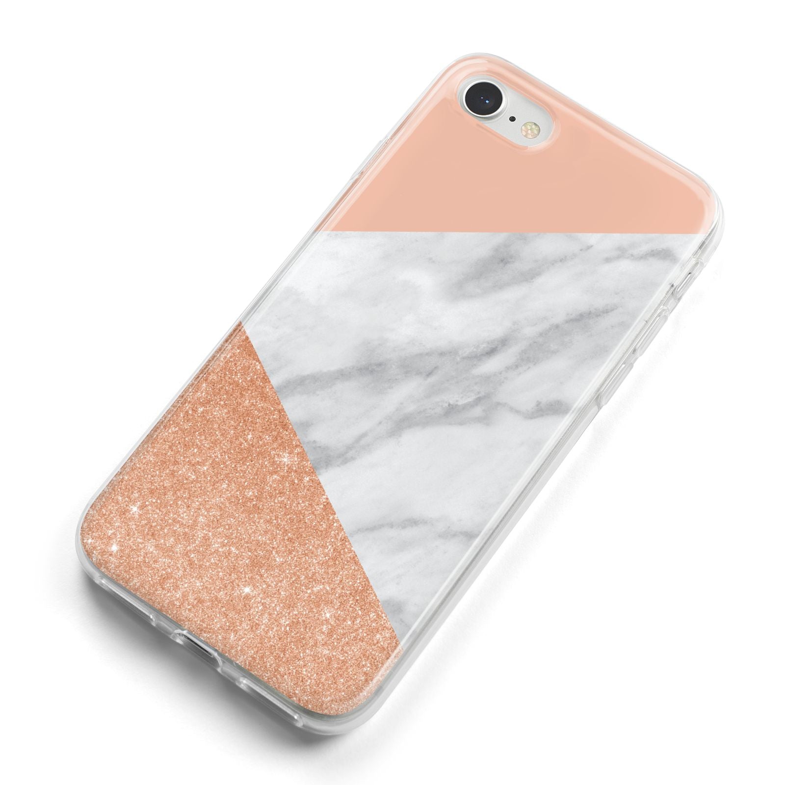Marble Rose Gold Pink iPhone 8 Bumper Case on Silver iPhone Alternative Image