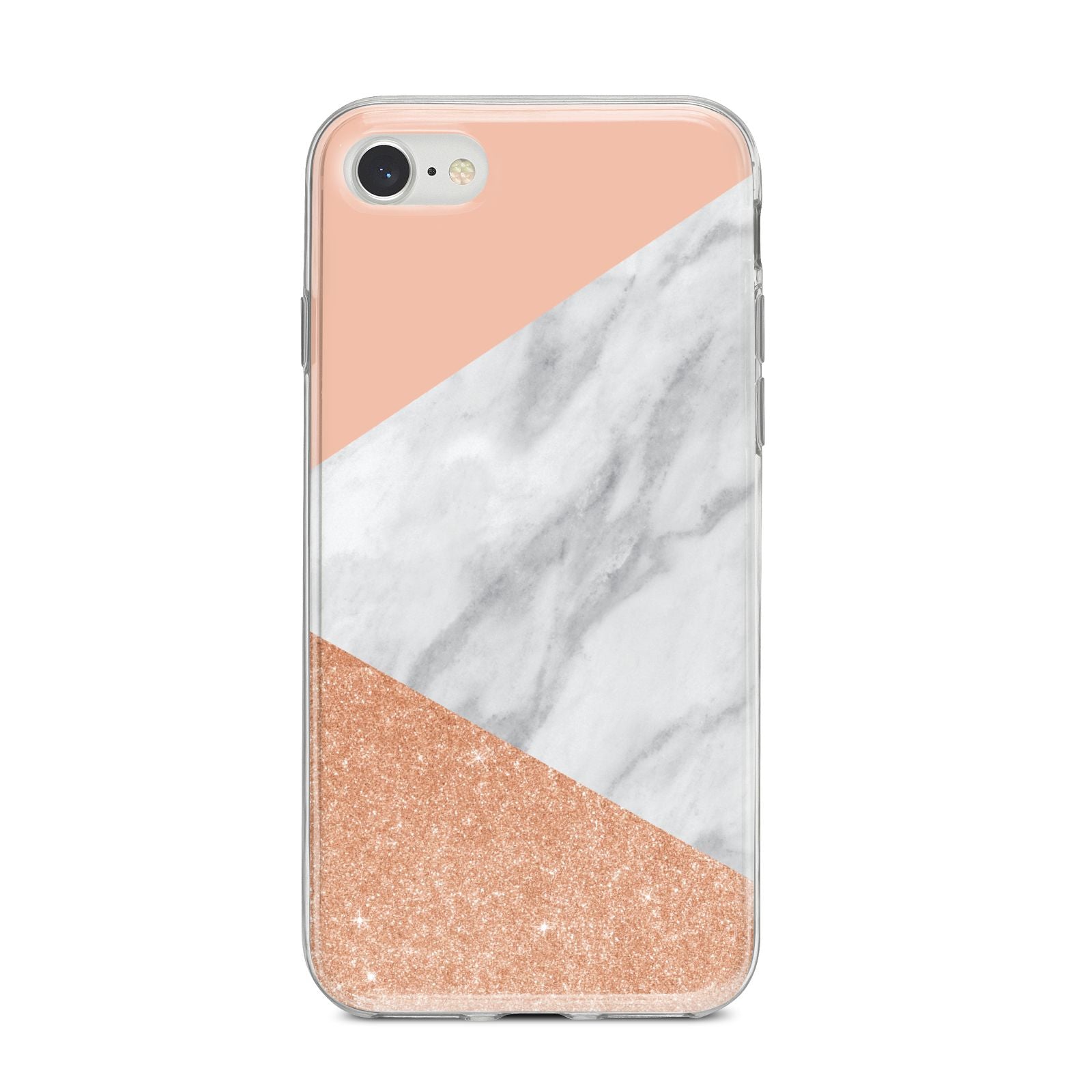 Marble Rose Gold Pink iPhone 8 Bumper Case on Silver iPhone