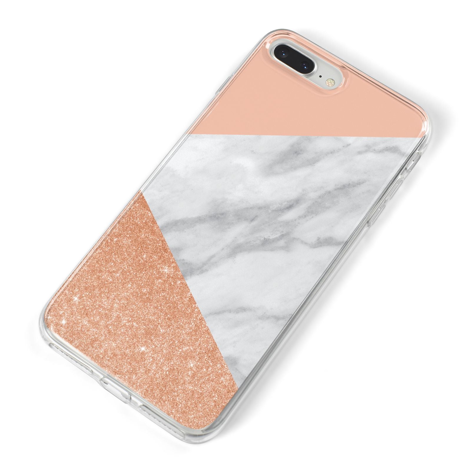 Marble Rose Gold Pink iPhone 8 Plus Bumper Case on Silver iPhone Alternative Image