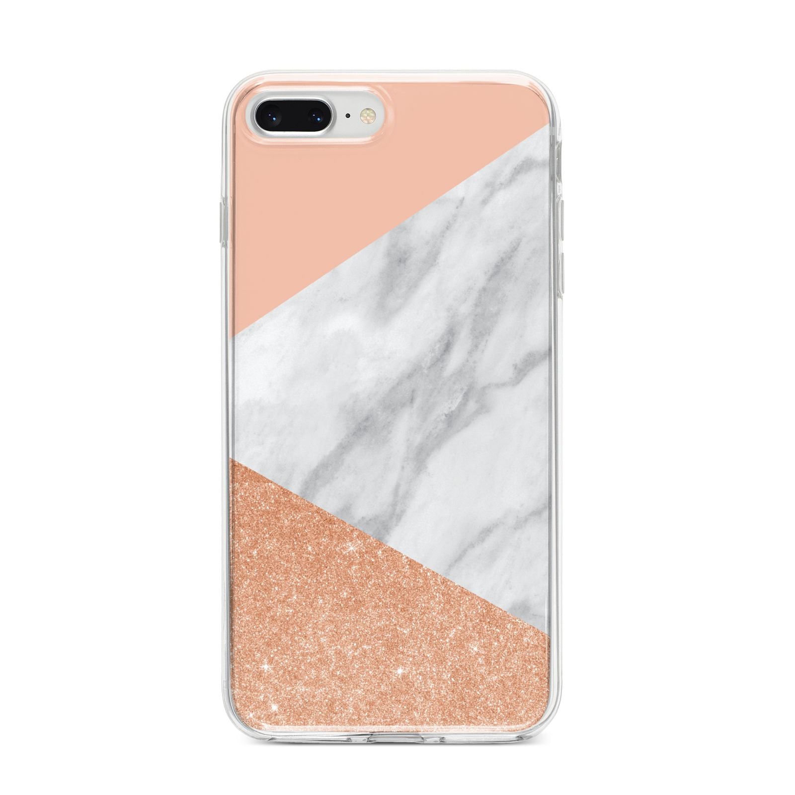 Marble Rose Gold Pink iPhone 8 Plus Bumper Case on Silver iPhone