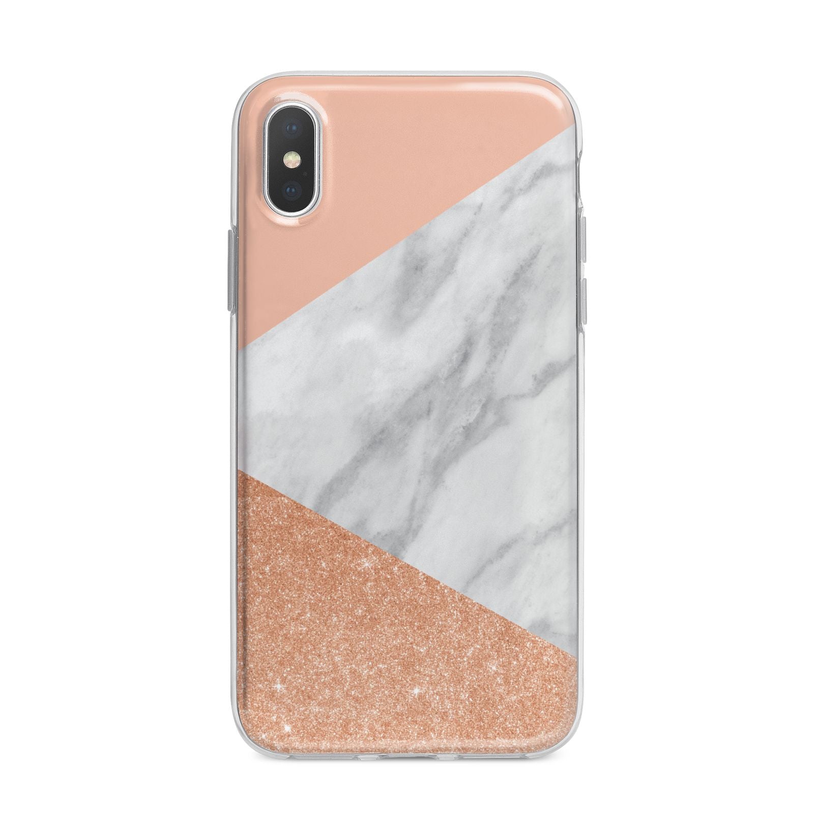 Marble Rose Gold Pink iPhone X Bumper Case on Silver iPhone Alternative Image 1