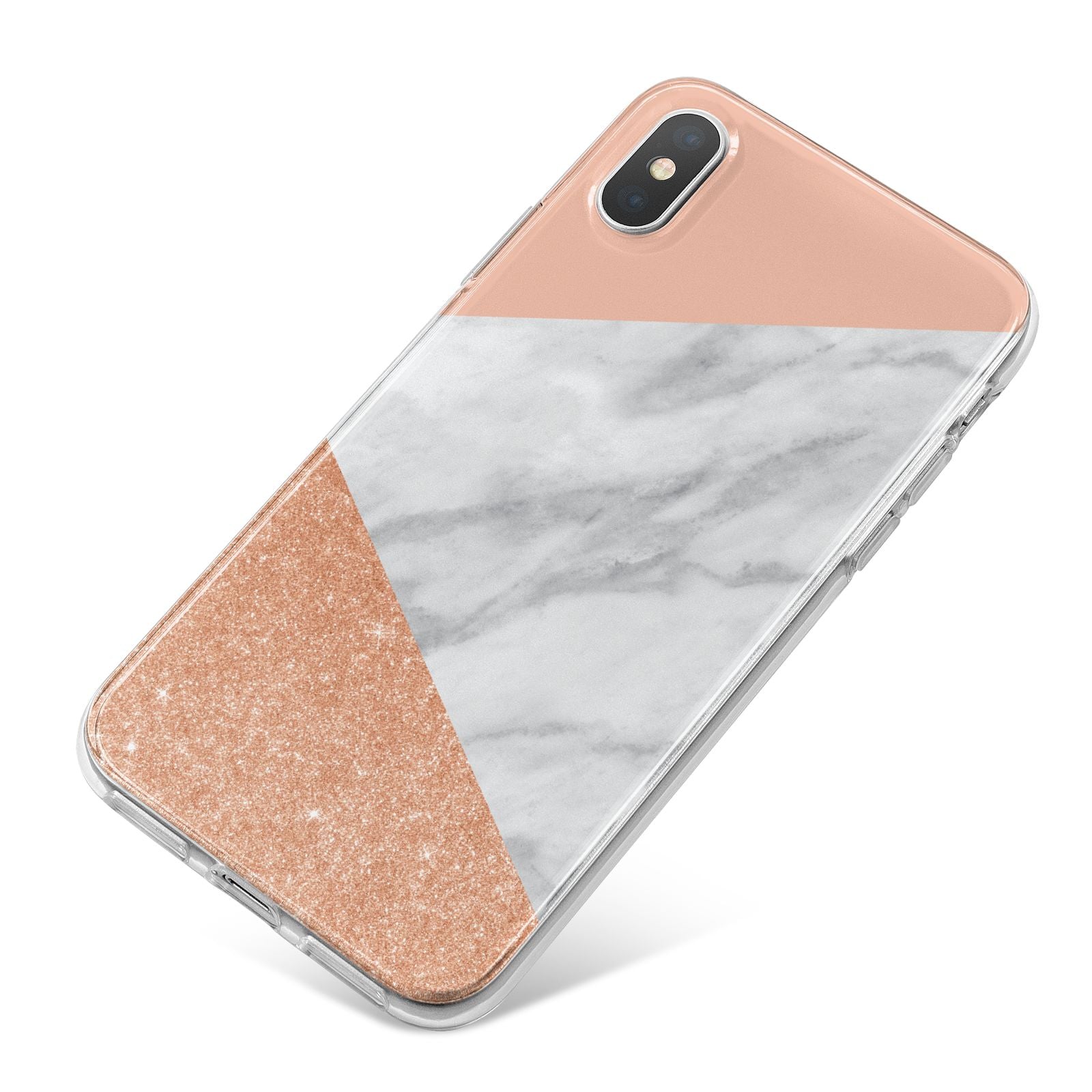 Marble Rose Gold Pink iPhone X Bumper Case on Silver iPhone