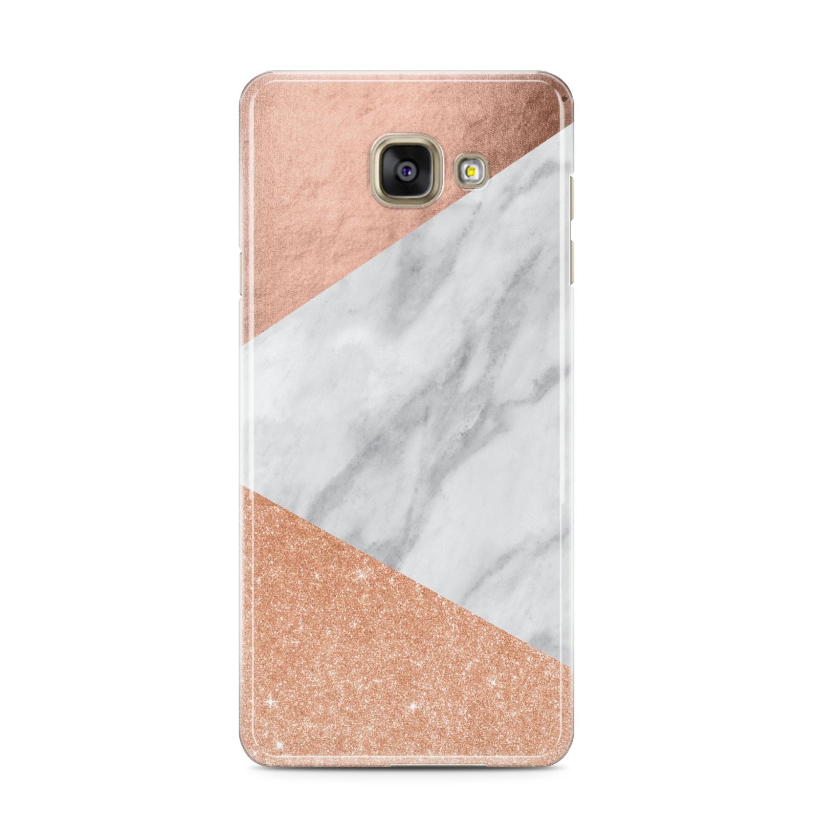 Marble Rose Gold Samsung Galaxy A3 2016 Case on gold phone