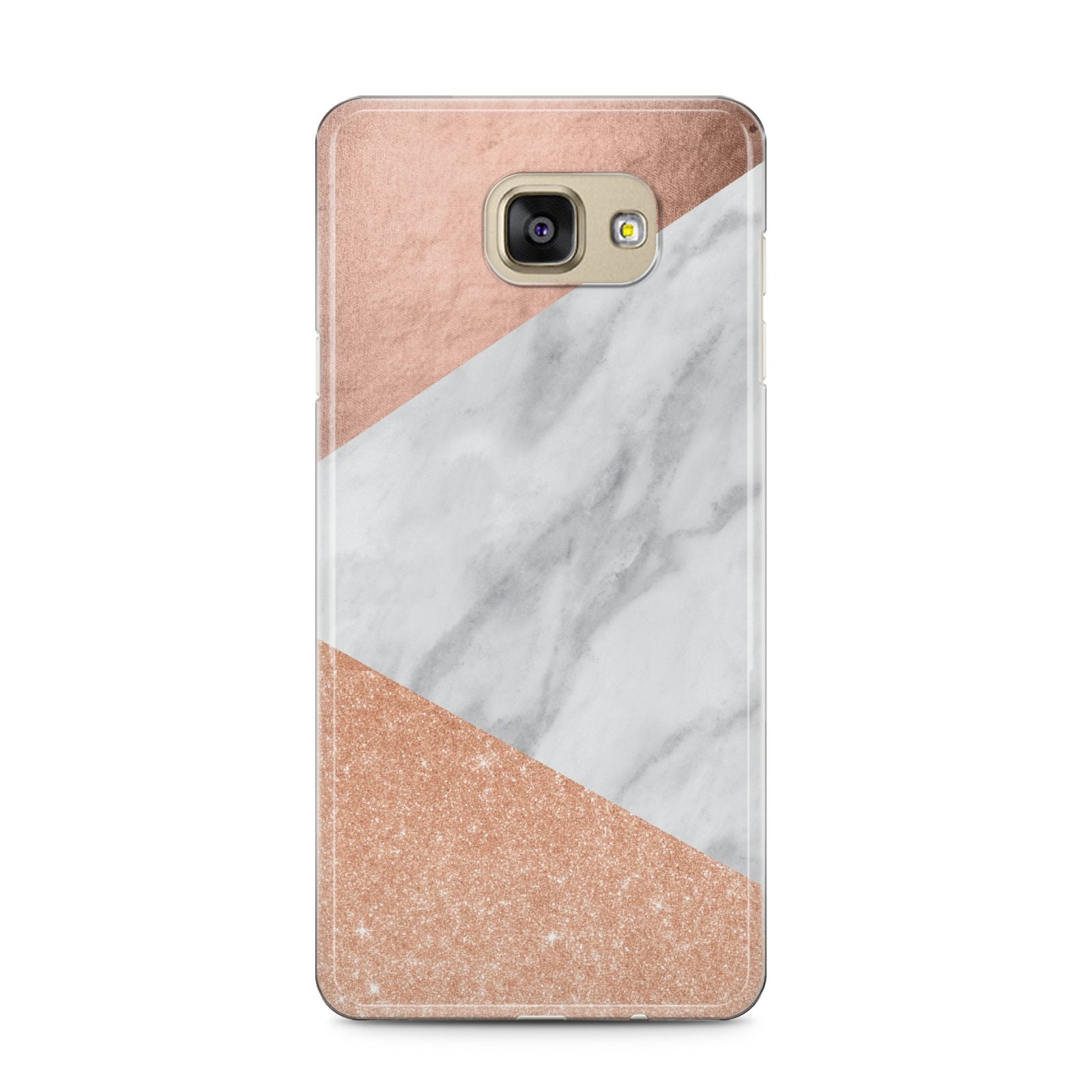 Marble Rose Gold Samsung Galaxy A5 2016 Case on gold phone