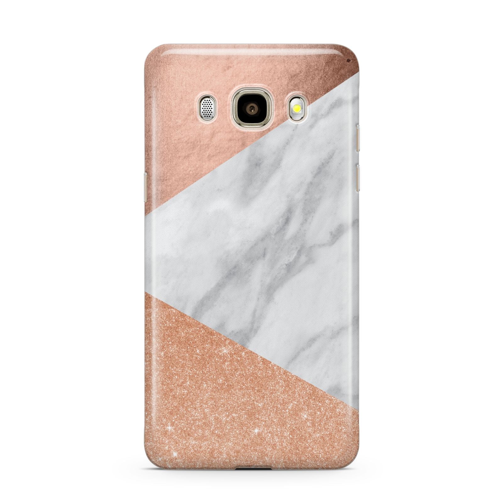 Marble Rose Gold Samsung Galaxy J7 2016 Case on gold phone