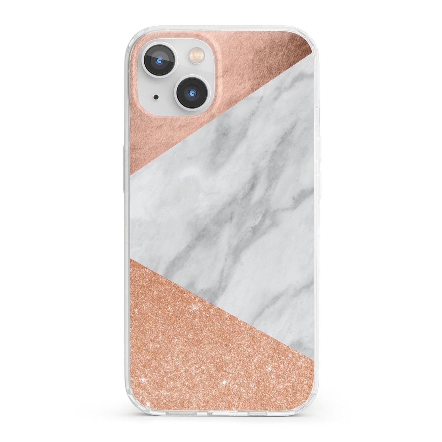 Marble Rose Gold iPhone 13 Clear Bumper Case