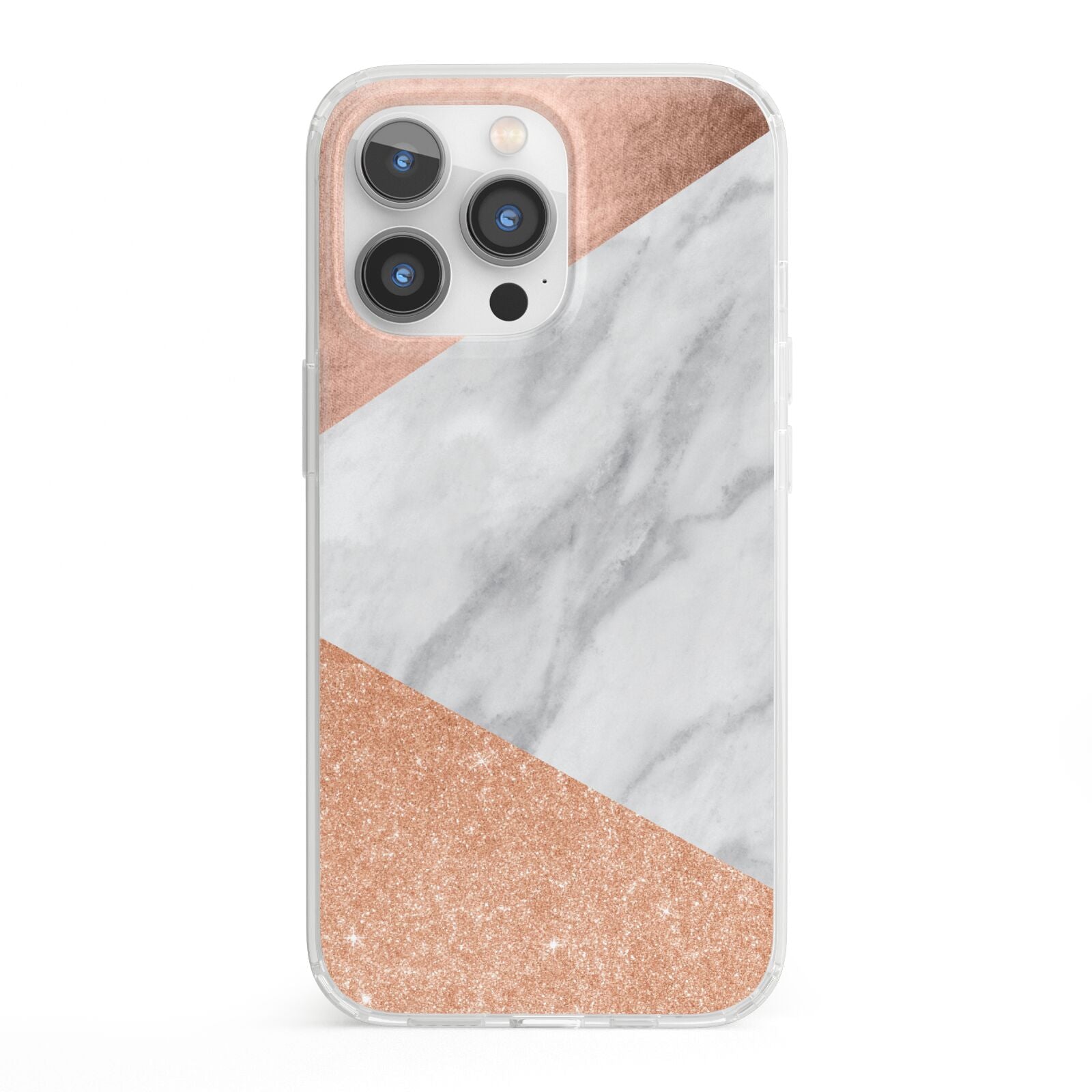 Marble Rose Gold iPhone 13 Pro Clear Bumper Case