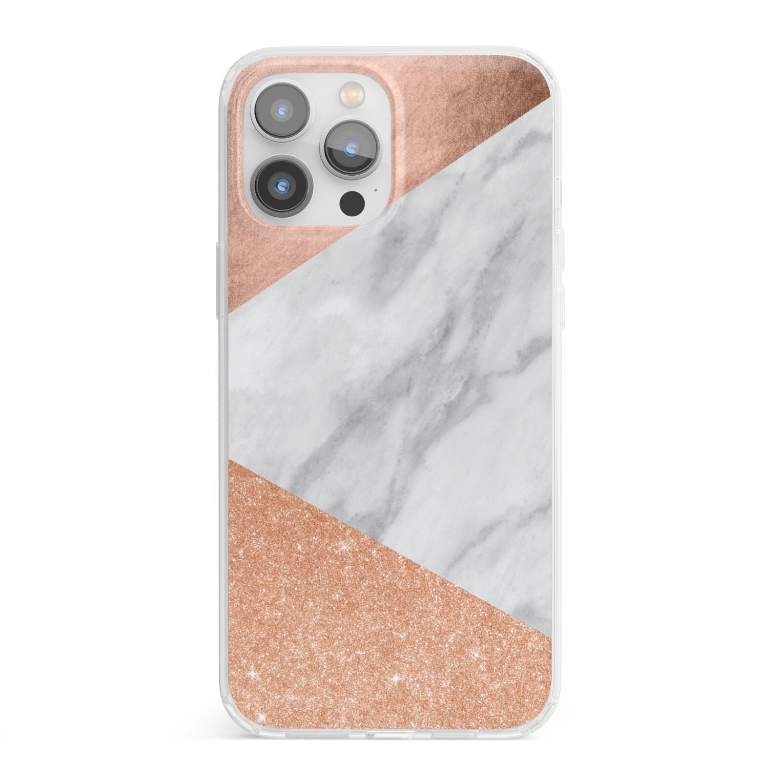 Marble Rose Gold iPhone 13 Pro Max Clear Bumper Case