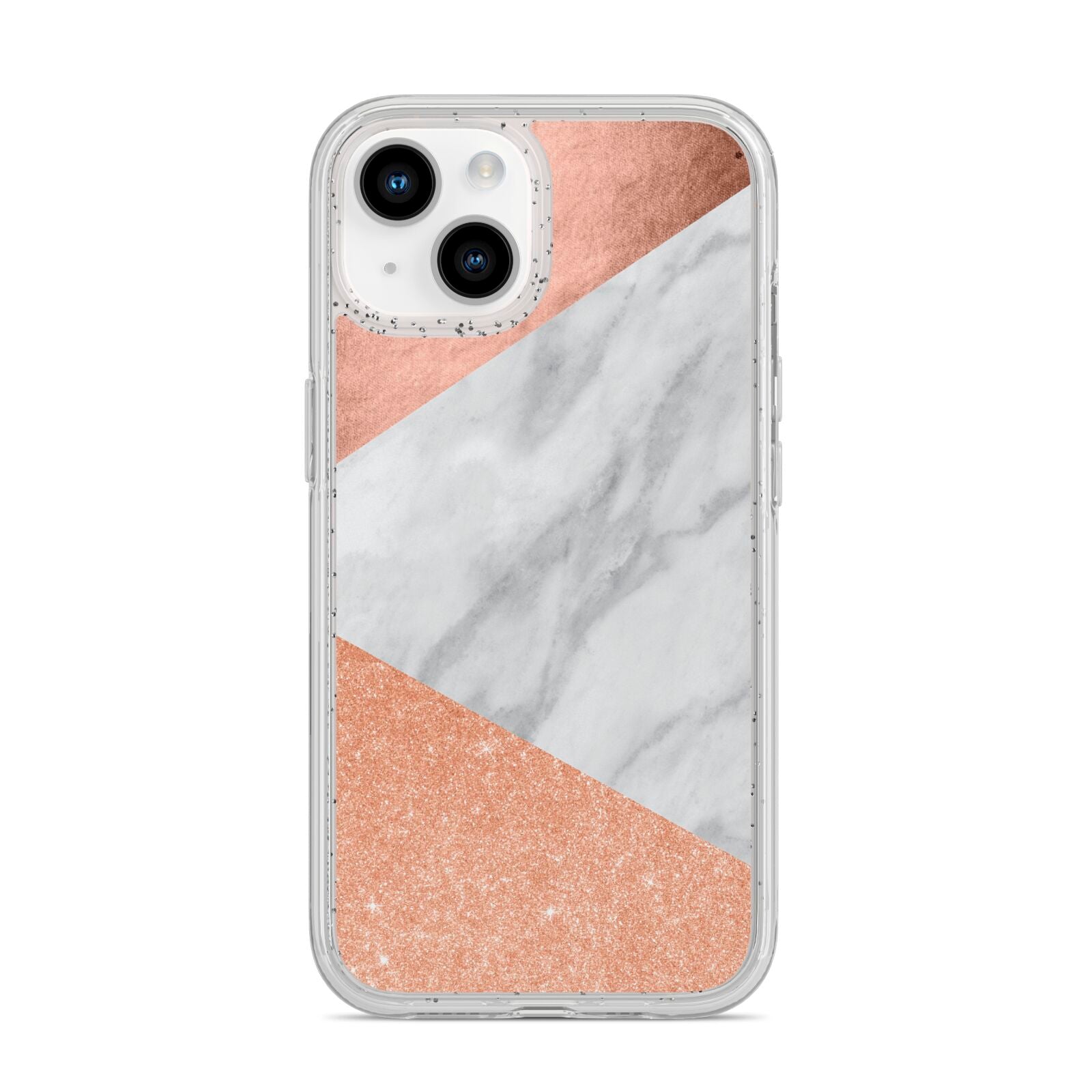 Marble Rose Gold iPhone 14 Glitter Tough Case Starlight