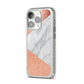 Marble Rose Gold iPhone 14 Pro Glitter Tough Case Silver Angled Image