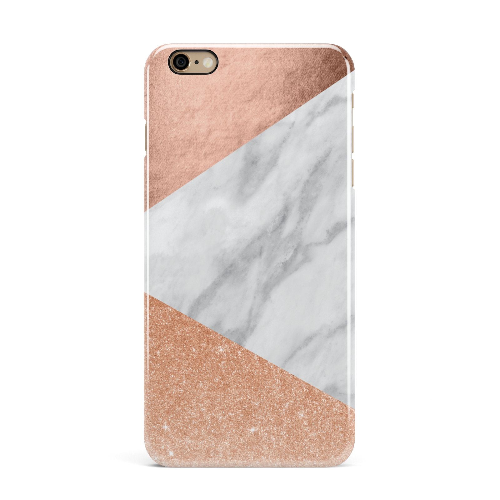 Marble Rose Gold iPhone 6 Plus 3D Snap Case on Gold Phone