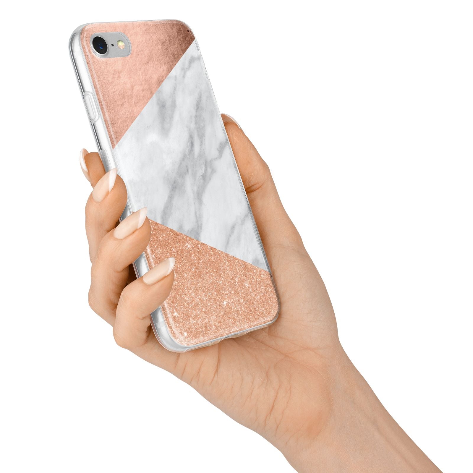 Marble Rose Gold iPhone 7 Bumper Case on Silver iPhone Alternative Image