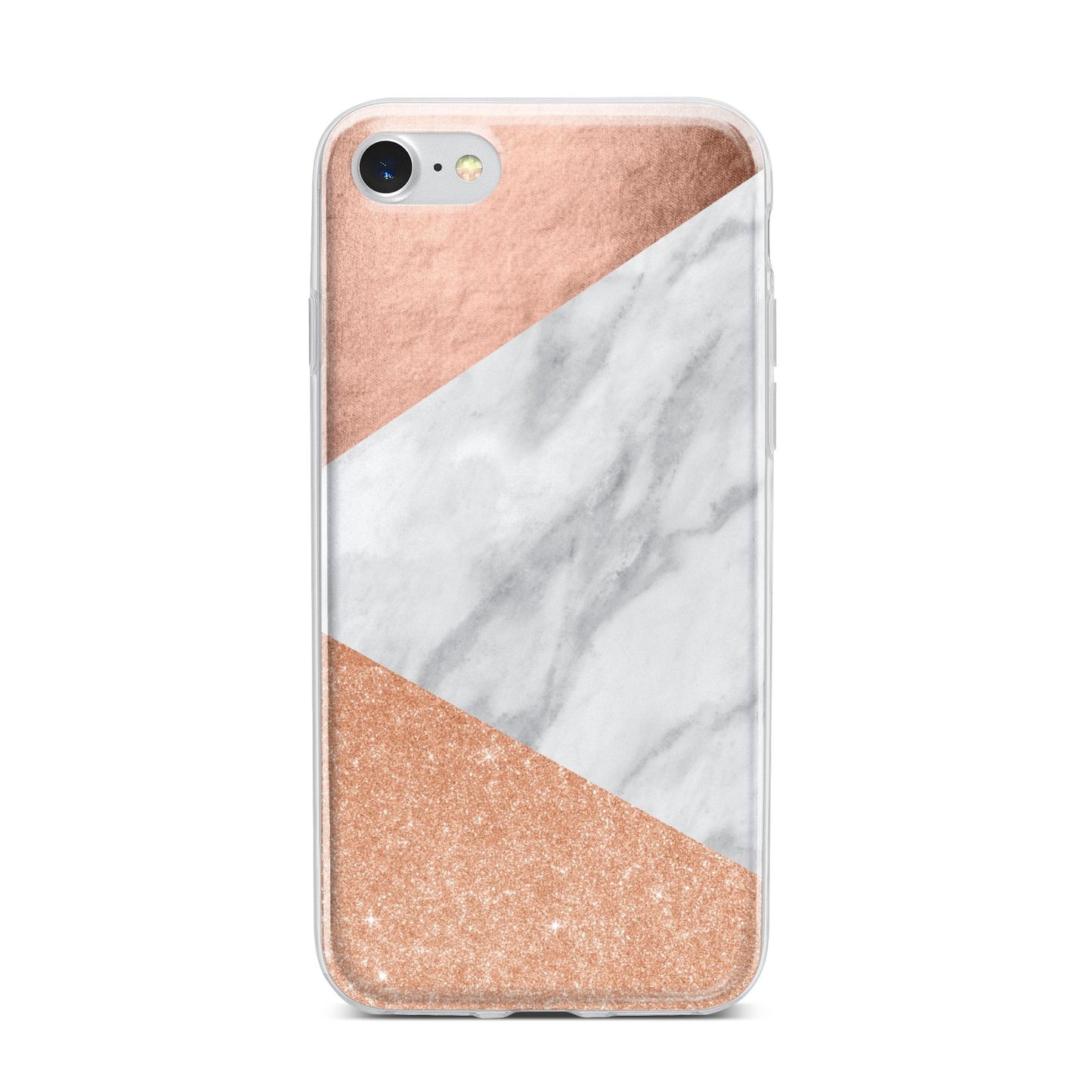 Marble Rose Gold iPhone 7 Bumper Case on Silver iPhone