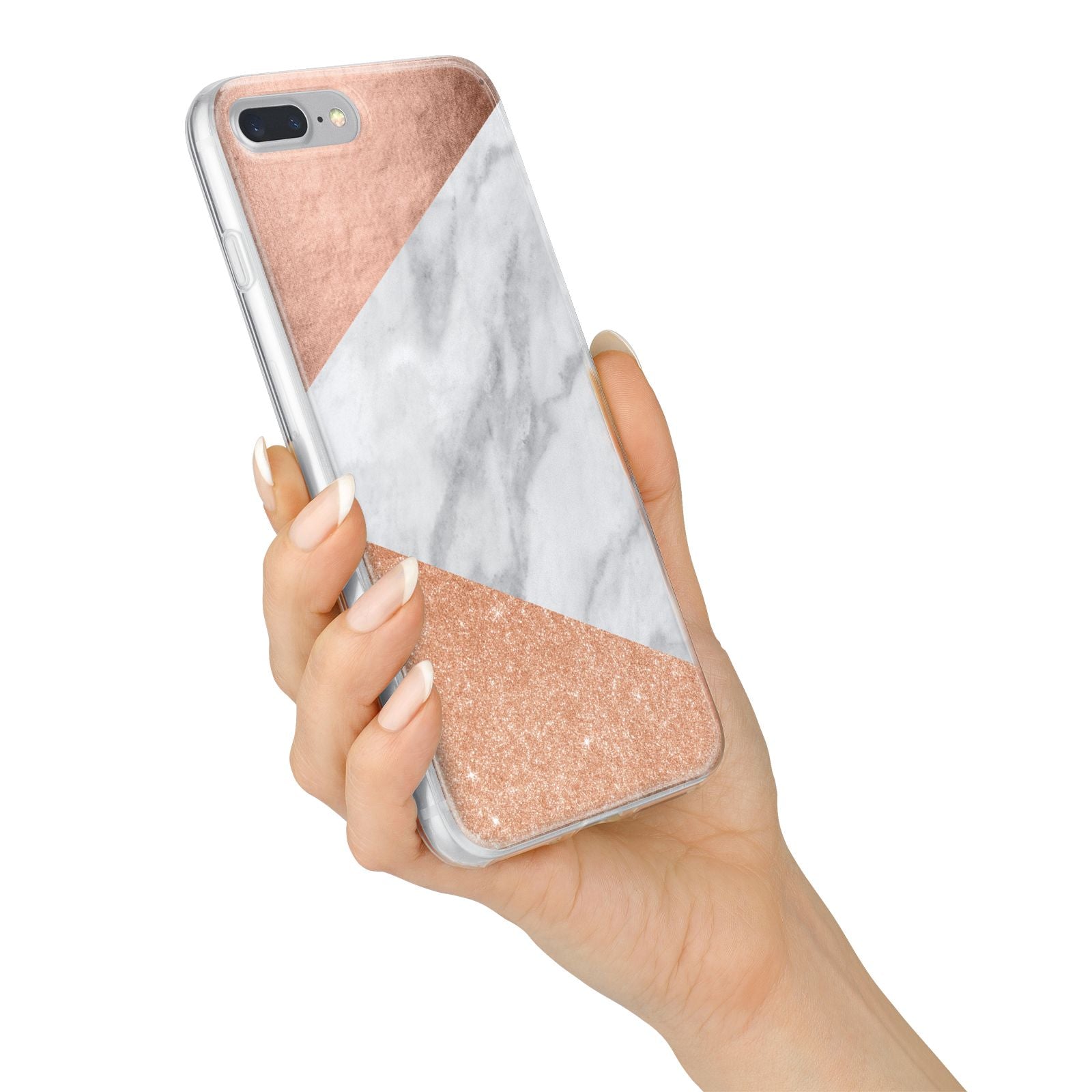Marble Rose Gold iPhone 7 Plus Bumper Case on Silver iPhone Alternative Image