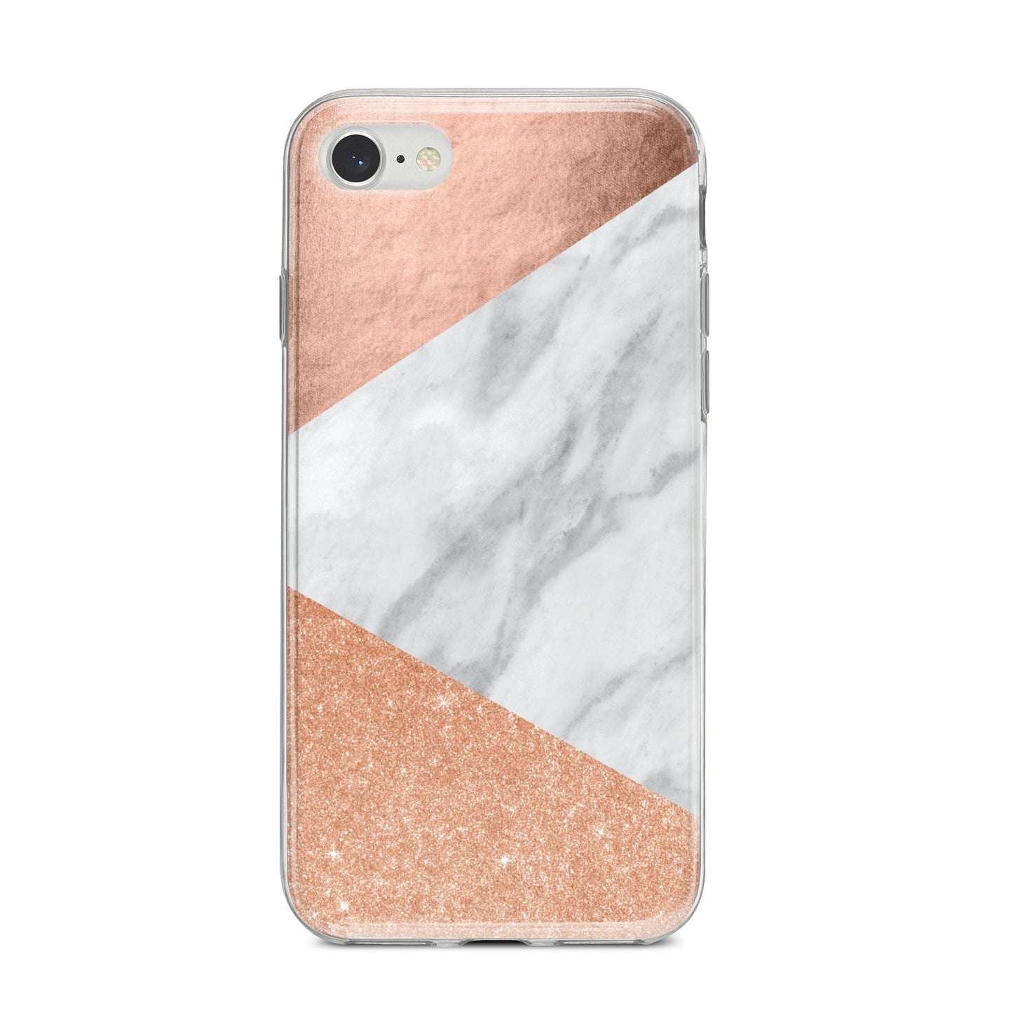 Marble Rose Gold iPhone 8 Bumper Case on Silver iPhone