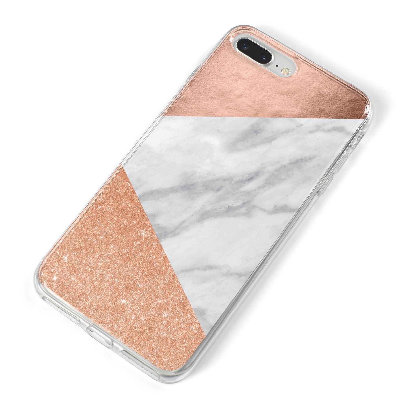 Marble Rose Gold iPhone 8 Plus Bumper Case on Silver iPhone Alternative Image