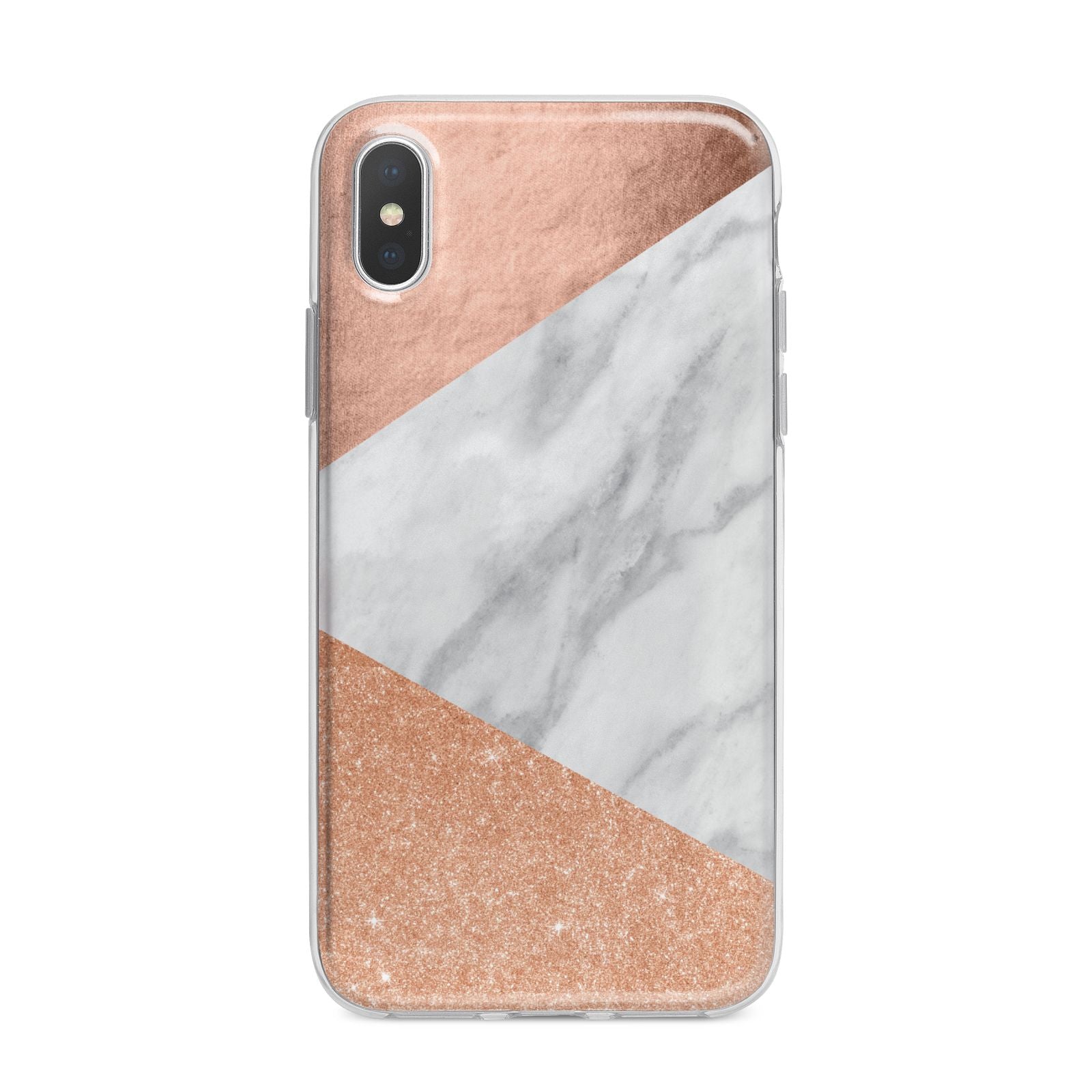 Marble Rose Gold iPhone X Bumper Case on Silver iPhone Alternative Image 1