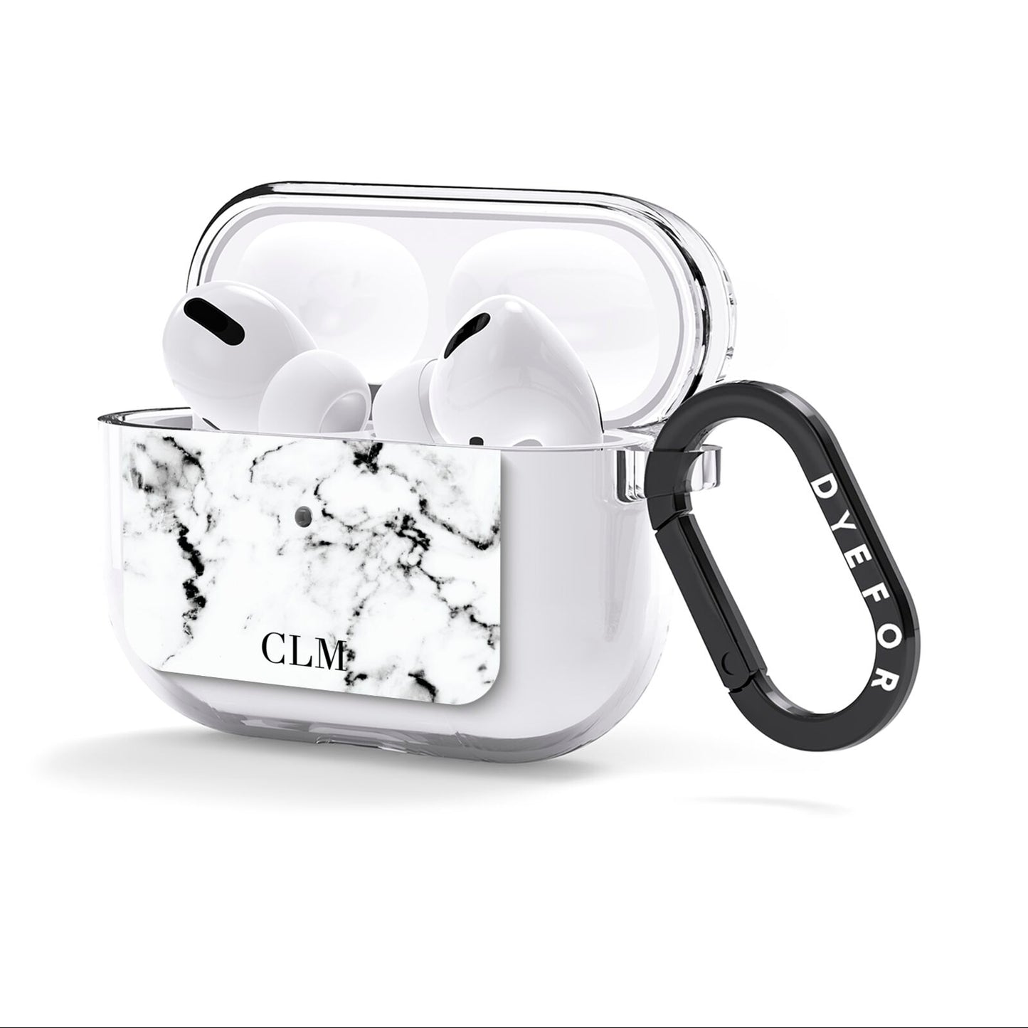 Marble Small Initials Personalised AirPods Clear Case 3rd Gen Side Image