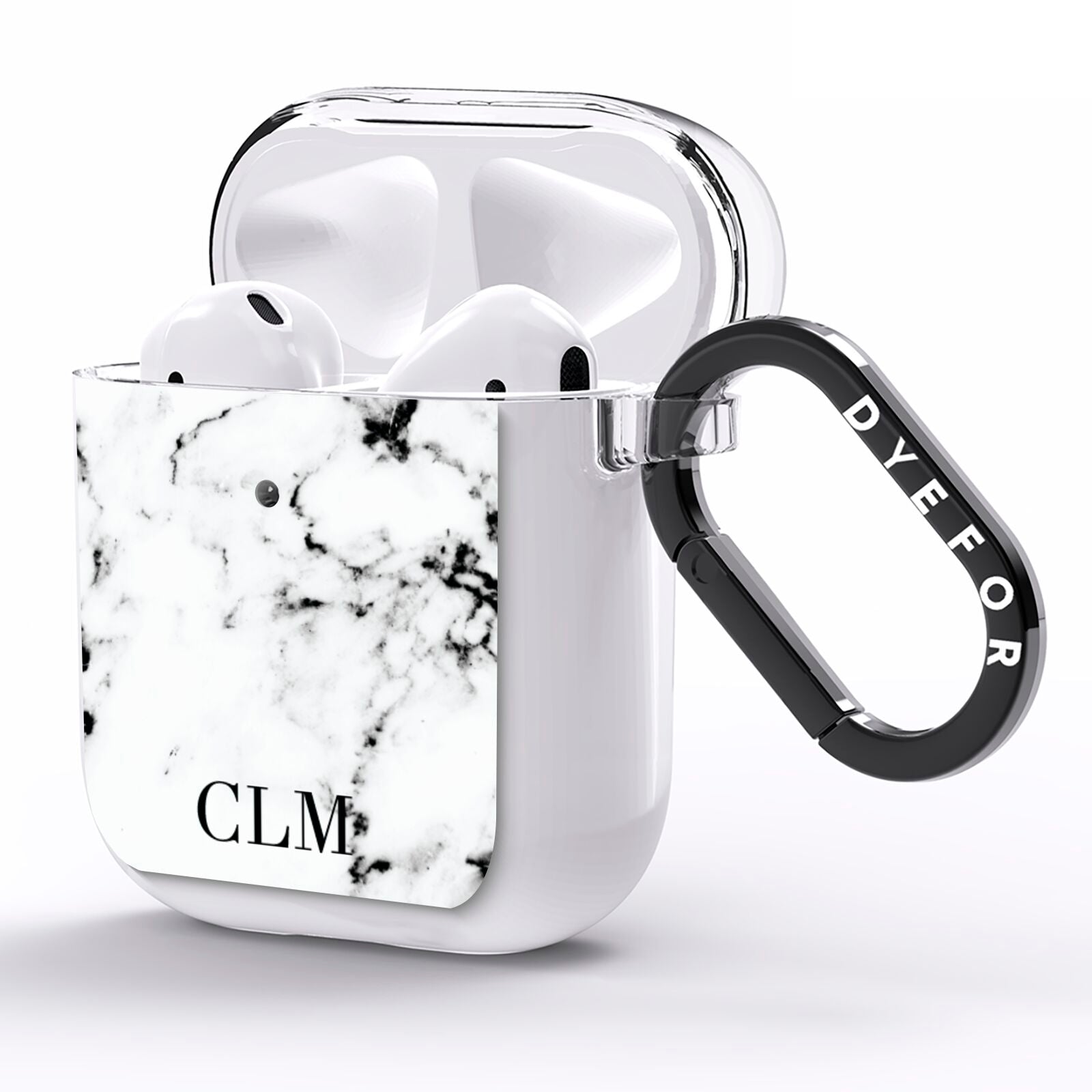 Marble Small Initials Personalised AirPods Clear Case Side Image