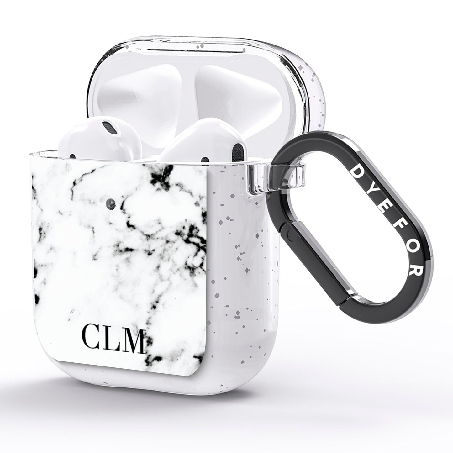 Marble Small Initials Personalised AirPods Glitter Case Side Image