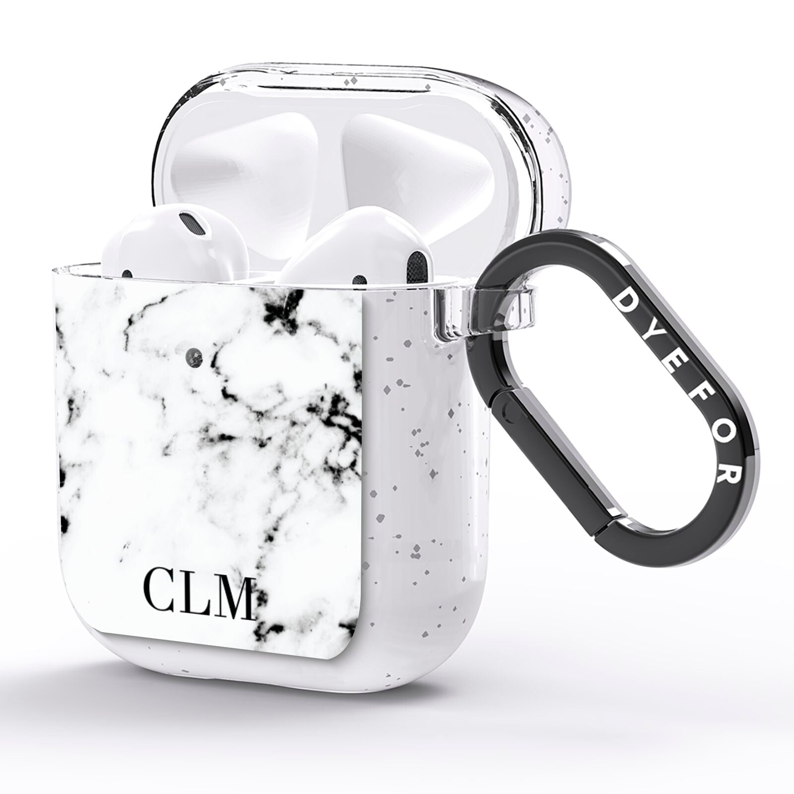 Marble Small Initials Personalised AirPods Glitter Case Side Image