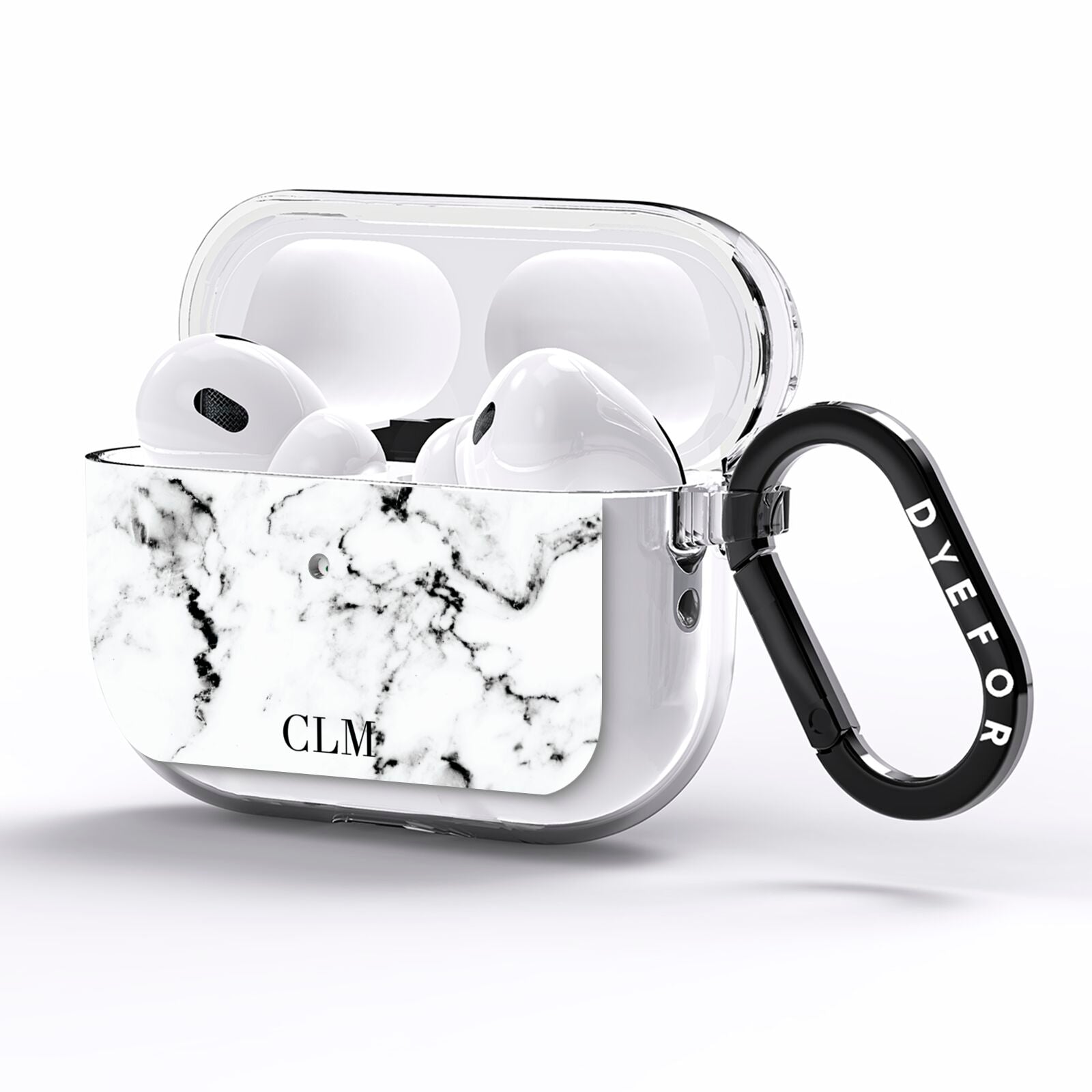 Marble Small Initials Personalised AirPods Pro Clear Case Side Image
