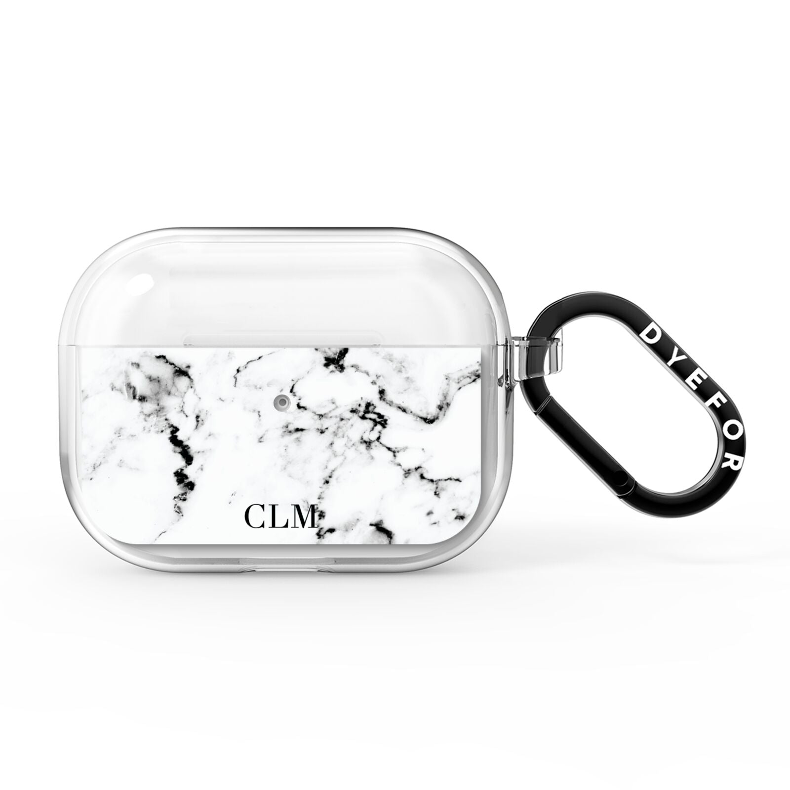 Marble Small Initials Personalised AirPods Pro Clear Case