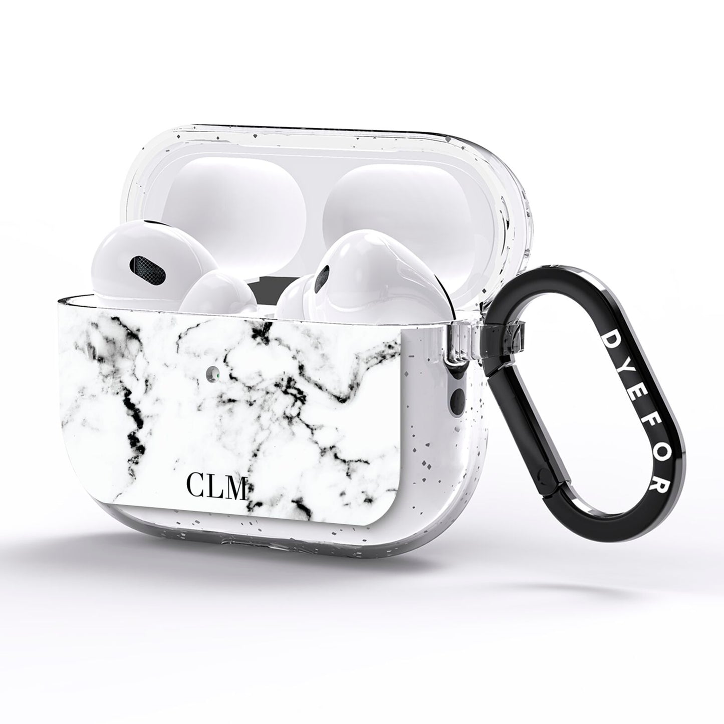 Marble Small Initials Personalised AirPods Pro Glitter Case Side Image