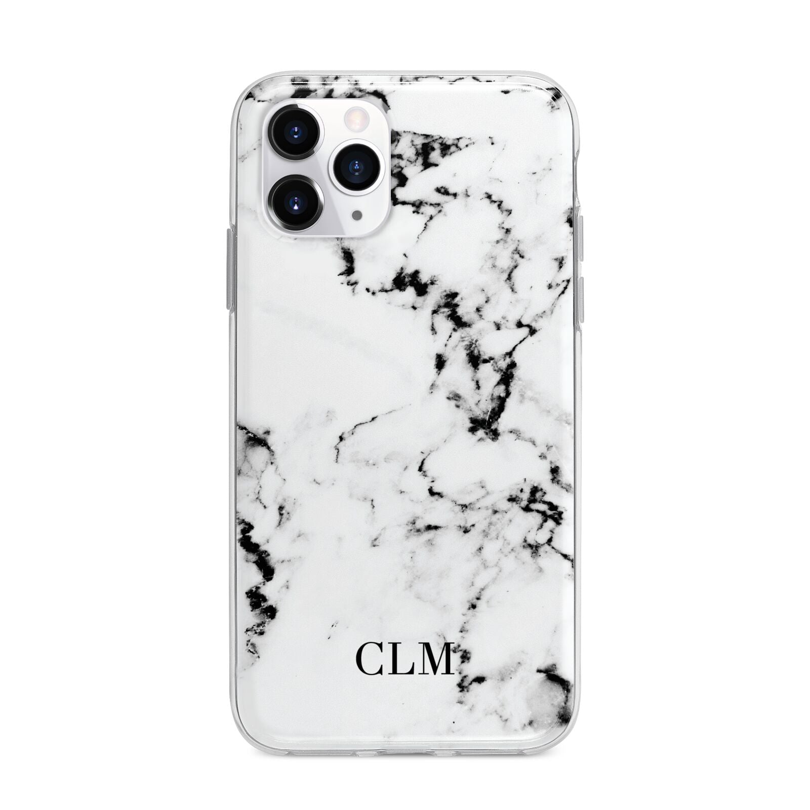 Marble Small Initials Personalised Apple iPhone 11 Pro in Silver with Bumper Case
