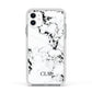Marble Small Initials Personalised Apple iPhone 11 in White with White Impact Case