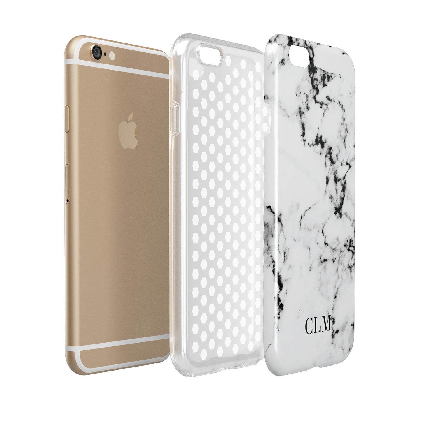 Marble Small Initials Personalised Apple iPhone 6 3D Tough Case Expanded view