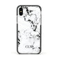 Marble Small Initials Personalised Apple iPhone Xs Impact Case Black Edge on Silver Phone