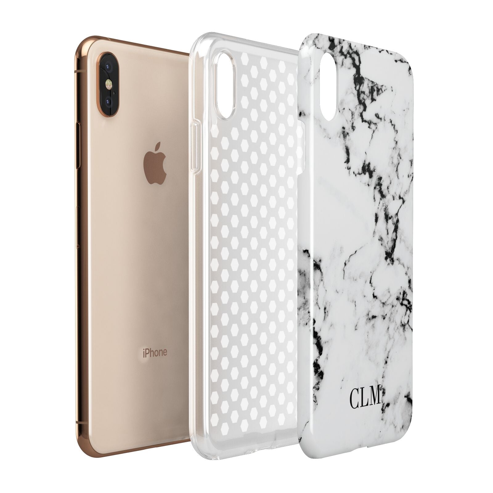 Marble Small Initials Personalised Apple iPhone Xs Max 3D Tough Case Expanded View