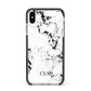 Marble Small Initials Personalised Apple iPhone Xs Max Impact Case Black Edge on Silver Phone