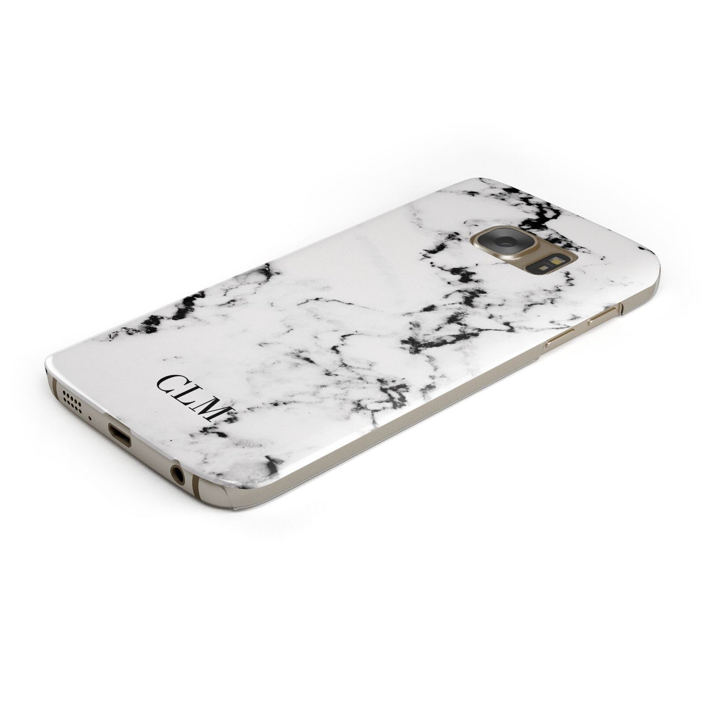 Marble Small Initials Personalised Protective Samsung Galaxy Case Angled Image