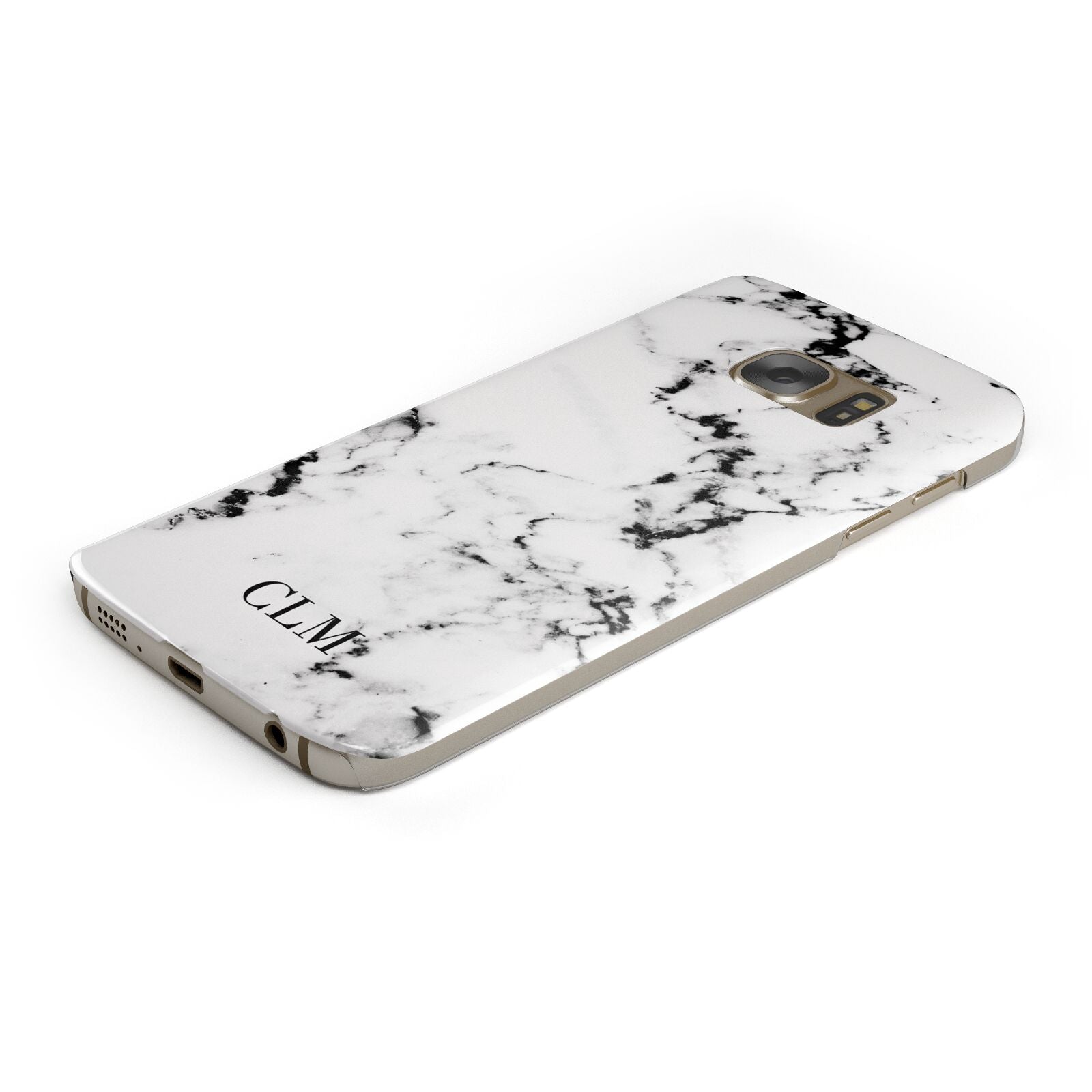 Marble Small Initials Personalised Protective Samsung Galaxy Case Angled Image