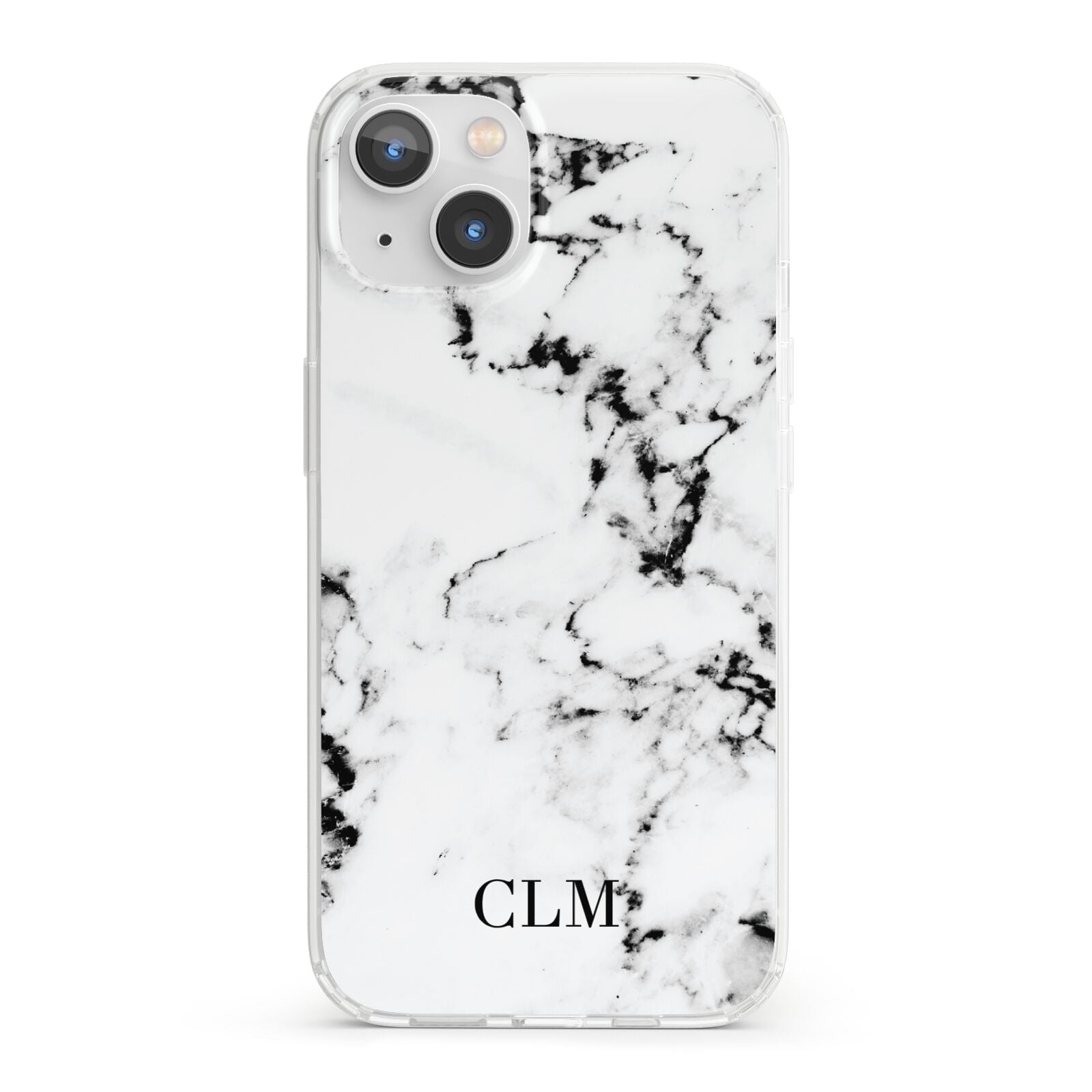 Marble Small Initials Personalised iPhone 13 Clear Bumper Case