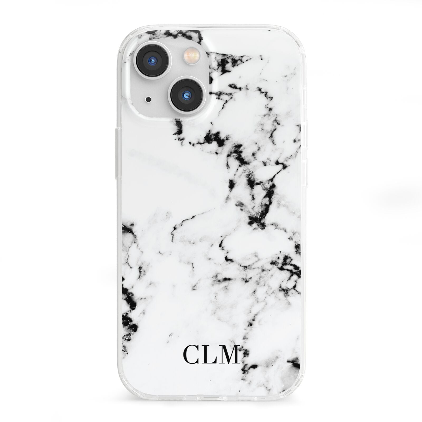 Marble Small Initials Personalised iPhone 13 Mini Clear Bumper Case