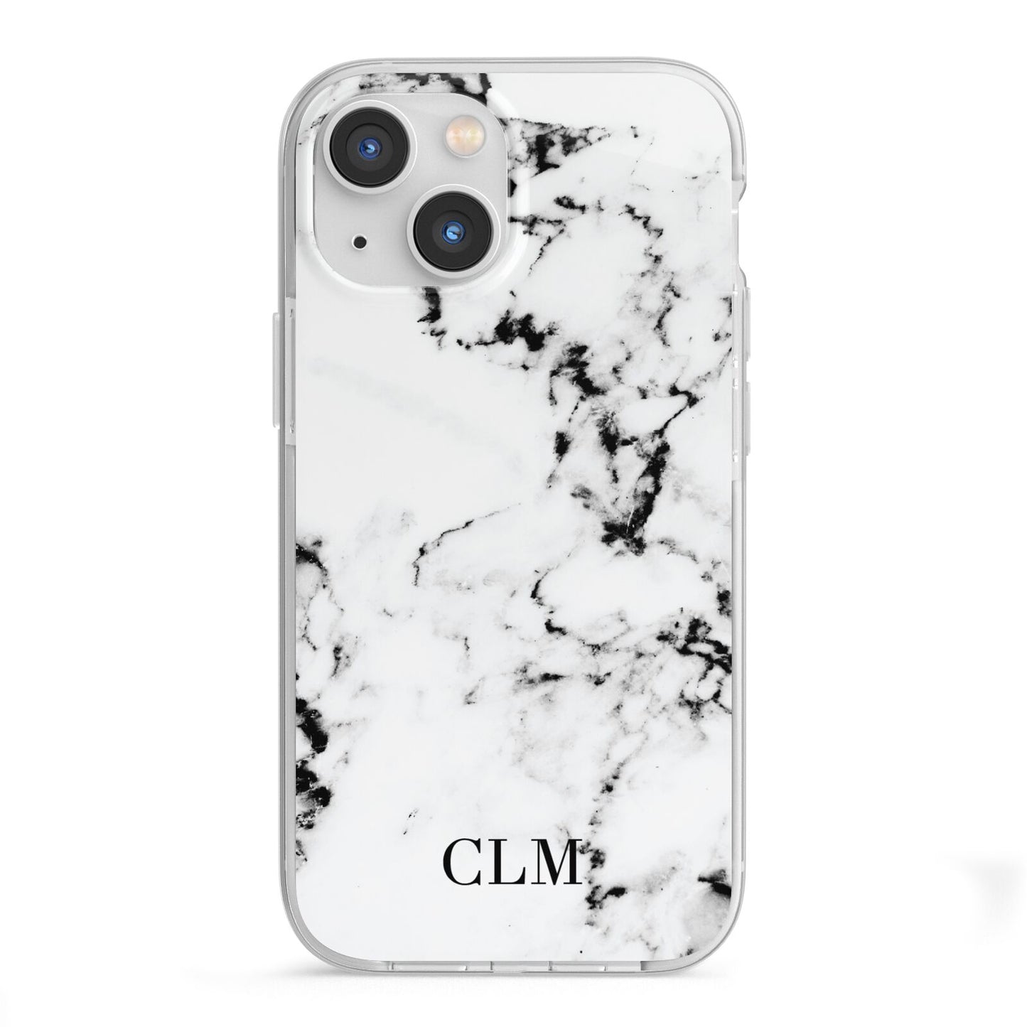 Marble Small Initials Personalised iPhone 13 Mini TPU Impact Case with White Edges